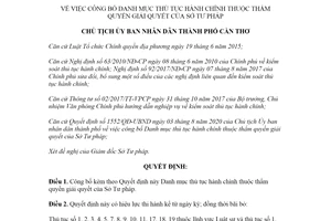 Quyết định 2411/QĐ-UBND 2020 công bố thủ tục hành chính thuộc Sở Tư pháp Cần Thơ