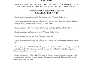 Nghị quyết 15/2020/NQ-HĐND mức chi thực hiện công tác thăm dò khai quật khảo cổ tỉnh An Giang