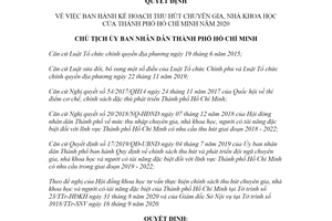 Quyết định 4117/QĐ-UBND 2020 ban hành Kế hoạch thu hút chuyên gia nhà khoa học Hồ Chí Minh