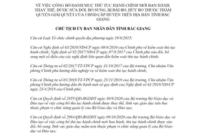 Quyết định 2197/QĐ-UBND 2020 công bố thủ tục hành chính mới Ủy ban nhân dân huyện Bắc Giang