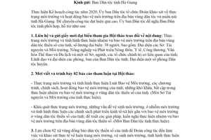 Công văn 1506/UBDT-TH 2020 phối hợp thực hiện nhiệm vụ bảo vệ môi trường