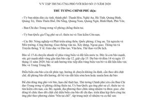 Công điện 1597/CĐ-TTg 2020 tập trung ứng phó với bão số 13