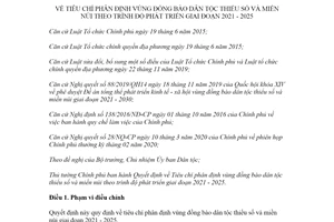 Quyết định 33/2020/QĐ-TTg phân định vùng đồng bào dân tộc thiểu số và miền núi theo trình độ phát triển