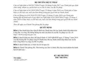 Quyết định 2237/QĐ-BTP 2020 công bố thủ tục hành chính tiếp nhận trên Cổng Dịch vụ công