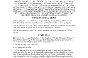 Quyết định 1736/QĐ-BTC 2020 sửa đổi Quyết định 1799/QĐ-BTC cơ cấu tổ chức của Cục Quản lý bảo hiểm
