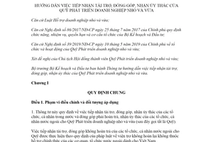 Thông tư 08/2020/TT-BKHĐT tiếp nhận tài trợ đóng góp Quỹ Phát triển doanh nghiệp nhỏ và vừa