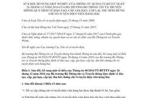 Thông tư 36/2020/TT-BTTTT sửa đổi Thông tư 40/2016/TT-BTTTT chứng chỉ vô tuyến điện viên hàng hải