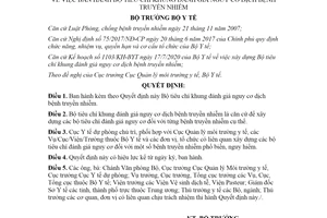 Quyết định 4782/QĐ-BYT 2020 Bộ tiêu chí khung đánh giá nguy cơ dịch bệnh truyền nhiễm