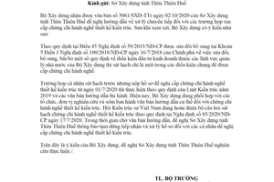 Công văn 5340/BXD-HĐXD 2020 cấp chứng chỉ hành nghề thiết kế kiến trúc