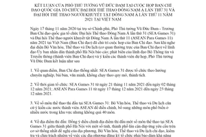 Thông báo 379/TB-VPCP 2020 kết luận cuộc họp tổ chức Đại hội Thể thao Đông Nam Á 31