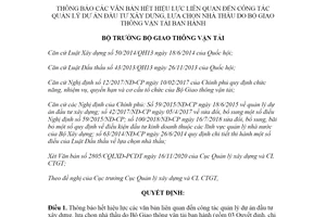 Quyết định 2149/QĐ-BGTVT 2020 thông báo văn bản hết hiệu lực về công tác lựa chọn nhà thầu