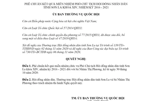 Nghị quyết 1059/NQ-UBTVQH14 2020 phê chuẩn kết quả miễn nhiệm Phó Chủ tịch Hội đồng Sơn La