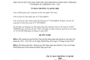 Nghị quyết 1058/NQ-UBTVQH14 2020 phê chuẩn kết quả bầu Phó Chủ tịch Hội đồng nhân dân Kon Tum