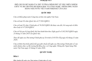 Nghị quyết 125/2020/QH14 phê chuẩn đề nghị của Thủ tướng miễn nhiệm chức vụ Bộ trưởng Bộ Khoa học