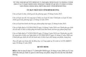 Quyết định 28/2020/QĐ-UBND bãi bỏ Quyết định 71/2009/QĐ-UBND tỉnh Bình Dương