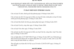 Quyết định 35/2020/QĐ-UBND xếp loại trách nhiệm người đứng đầu cơ quan Ủy ban tỉnh tỉnh Bắc Giang