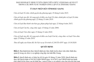 Quyết định 36/2020/QĐ-UBND tuyển chọn viên chức lãnh đạo trong đơn vị sự nghiệp công lập Bắc Giang