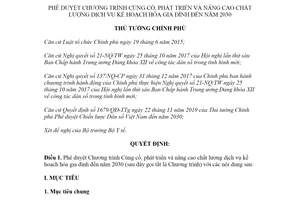 Quyết định 1848/QĐ-TTg 2020 phê duyệt Chương trình nâng cao chất lượng kế hoạch hóa gia đình