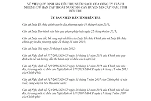 Quyết định 42/2020/QĐ-UBND giá tiêu thụ nước sạch của Công ty cấp thoát nước Mỏ Cày tỉnh Bến Tre