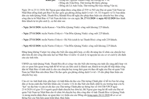 Công văn 4175/BNG-LS 2020 chuyến bay chở công dân từ Nhật Bản về các ngày 26 27 tháng 11