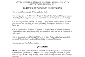 Quyết định 2676/QĐ-BTNMT 2020 điều chỉnh kế hoạch thanh tra của Bộ Tài nguyên và Môi trường