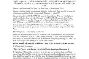 Thông tư 15/2020/TT-NHNN sửa đổi Thông tư 26/2013/TT-NHNN Biểu phí dịch vụ thanh toán