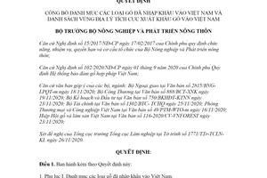 Quyết định 4832/QĐ-BNN-TCLN 2020 công bố Danh mục các loại gỗ đã nhập khẩu vào Việt Nam