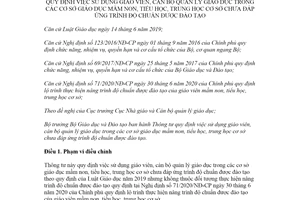 Thông tư 24/2020/TT-BGDĐT sử dụng giáo viên tiểu học chưa đáp ứng trình độ chuẩn được đào tạo mới nhất