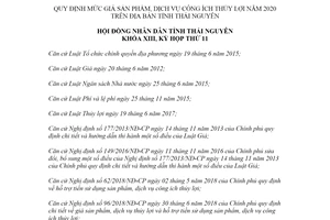 Nghị quyết 04/2020/NQ-HĐND mức giá sản phẩm dịch vụ công ích thủy lợi tỉnh Thái Nguyên