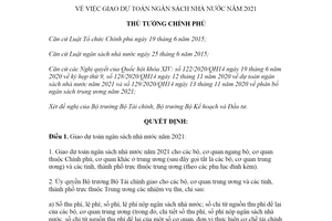 Quyết định 1950/QĐ-TTg 2020 giao dự toán ngân sách nhà nước năm 2021