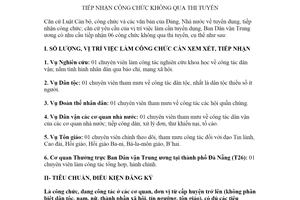 Thông báo 396-TB/BDVTW 2020 tiếp nhận công chức không qua thi tuyển