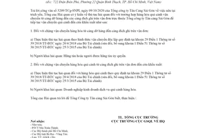 Công văn 7413/TCHQ-GSQL 2020 thủ tục hải quan đối với hàng hóa quá cảnh