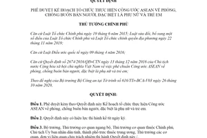 Quyết định 1957/QĐ-TTg 2020 thực hiện Công ước ASEAN phòng chống buôn bán phụ nữ và trẻ em