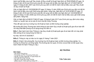 Thông tư 38/2020/TT-BCT Quy chuẩn đối với máy phát điện phòng nổ sử dụng trong mỏ hầm lò