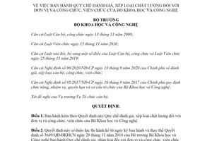 Quyết định 3297/QĐ-BKHCN 2020 Quy chế đánh giá xếp loại chất lượng đối với đơn vị và công chức viên chức