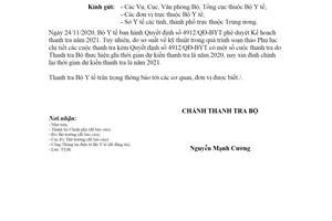Công văn 1001/TTrB-P5 2020 đính chính sai sót tại Phụ lục chi tiết các cuộc thanh tra năm 2021