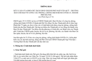 Thông báo 32/TB-BCĐ 2020 kết luận công tác phòng chống dịch bệnh COVID-19 Hà Nội Phiên họp 73
