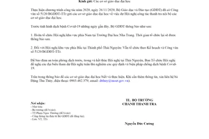 Công văn 5219/BGDĐT-TTr 2020 hoãn tổ chức Hội nghị khu vực phía Nam phòng dịch Covid-19