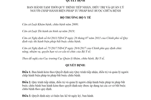 Quyết định 5091/QĐ-BYT 2020 điều trị và quản lý người chấp hành biện pháp tư pháp bắt buộc chữa bệnh