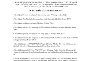 Quyết định 29/2020/QĐ-UBND Danh mục tài sản cố định đặc thù thuộc quản lý tỉnh Bình Dương