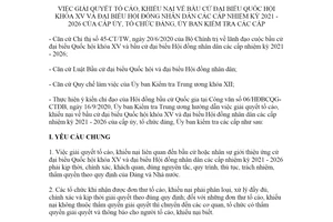 Hướng dẫn 13-HD/UBKTTW 2020 giải quyết tố cáo khiếu nại về bầu cử đại biểu Quốc hội khóa XV