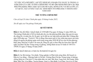 Quyết định 2021/QĐ-TTg 2020 sửa đổi Quyết định 1930/QĐ-TTg hỗ trợ kinh phí khắc phục mưa đá