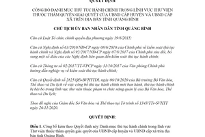 Quyết định 4583/QĐ-UBND 2020 công bố thủ tục hành chính Thư viện Ủy ban cấp huyện Quảng Bình