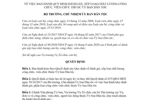 Quyết định 746/QĐ-UBDT 2020 ban hành Quy định đánh giá xếp loại chất lượng công chức viên chức