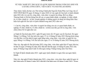 Công văn 4875/TB-LĐTBXH 2020 lịch nghỉ tết Âm lịch và Quốc khánh đối với cán bộ trong năm 2021