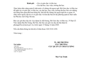 Công văn 5274/BGDĐT-QLCL 2020 tổ chức thi chứng chỉ ngoại ngữ do cơ quan nước ngoài cấp