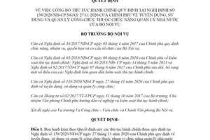 Quyết định 1065/QĐ-BNV 2020 công bố thủ tục hành chính tuyển dụng quản lý công chức