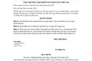 Quyết định 436/QĐ-VKSTC 2020 quy trình kiểm sát việc giải quyết phá sản
