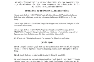 Quyết định 2188/QĐ-BTTTT 2020 công bố thủ tục hành chính về tần số vô tuyến điện thuộc Bộ Thông tin