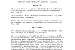 Nghị quyết 178/NQ-CP 2020 Phiên họp Chính phủ thường kỳ tháng 11